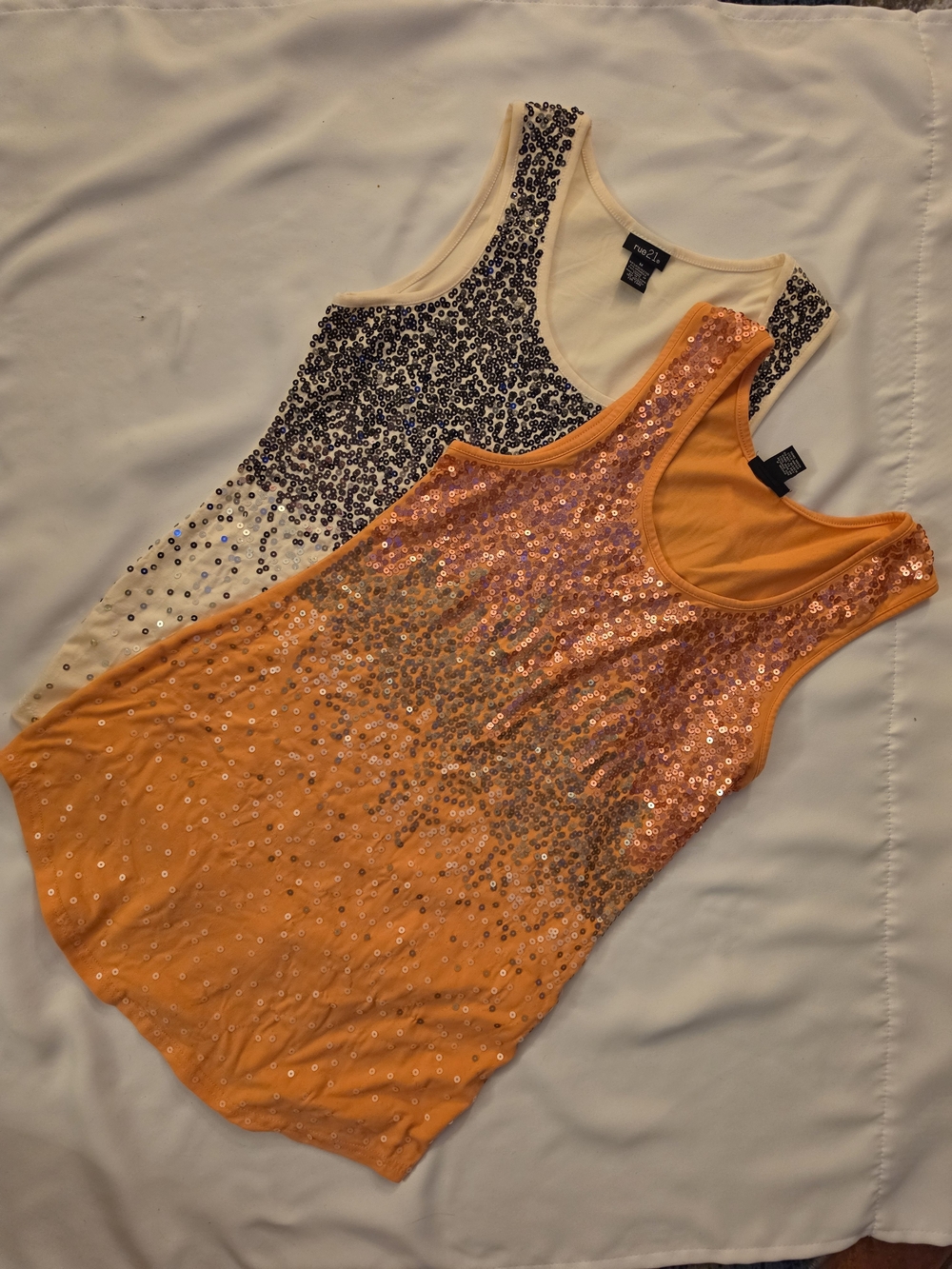 Rue21 Sequin Tank Tops - Coral & Ivory (2)